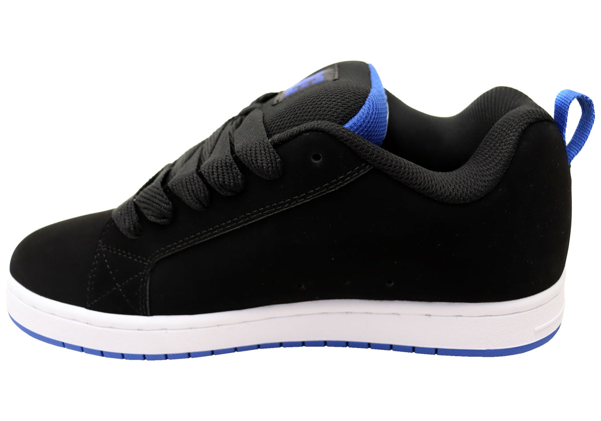DC Shoes Mens Comfortable Leather Court Graffik Shoes Black Blue