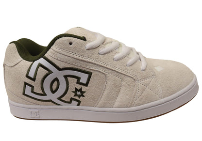 DC Shoes Mens Comfortable Leather Net SE Shoes Off White Green