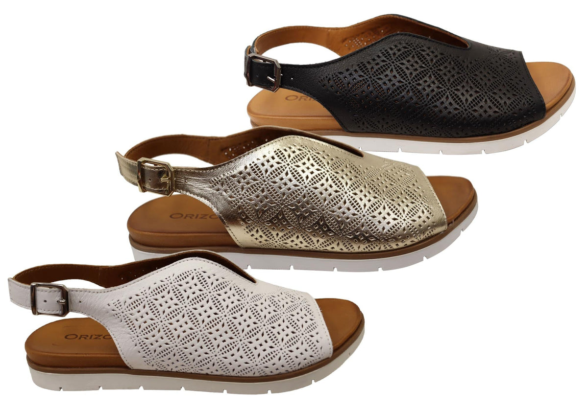 Orizonte Fleurflex Womens Comfortable European Leather Sandals