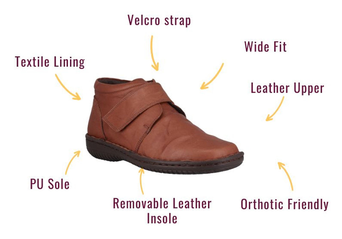 Cabello Comfort 5240-27 Womens Wide Fit Comfortable Leather Boots