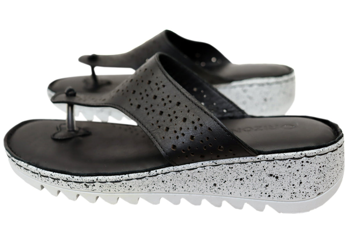 Orizonte Beau Womens Comfortable European Leather Thongs Sandals