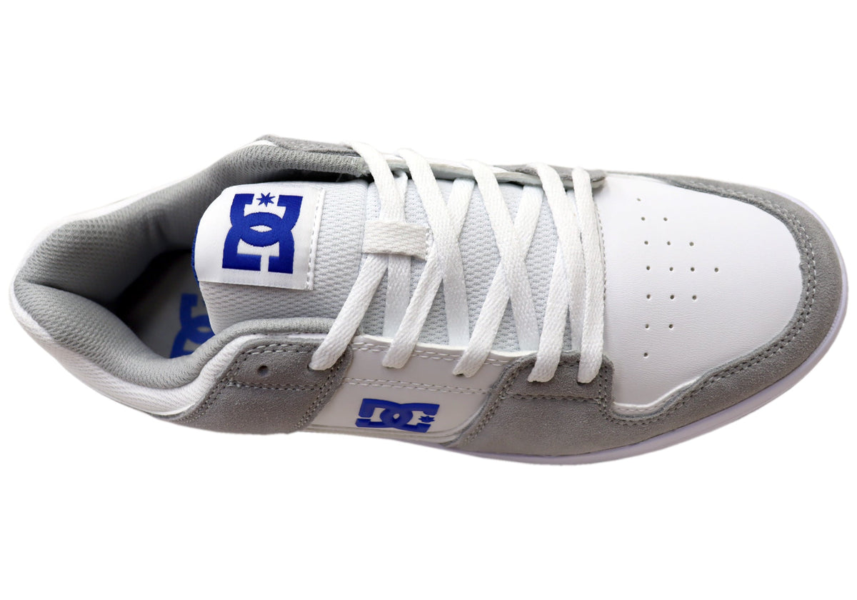 DC Shoes Mens Cure Comfortable Leather Shoes White Grey Blue