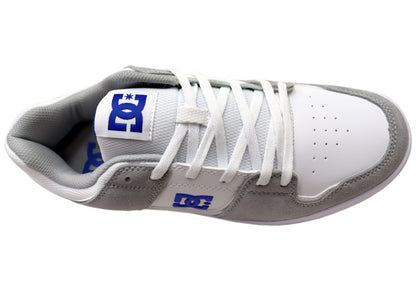 DC Shoes Mens Cure Comfortable Leather Shoes White Grey Blue