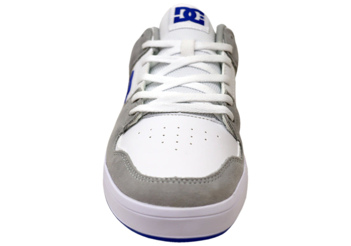 DC Shoes Mens Cure Comfortable Leather Shoes White Grey Blue