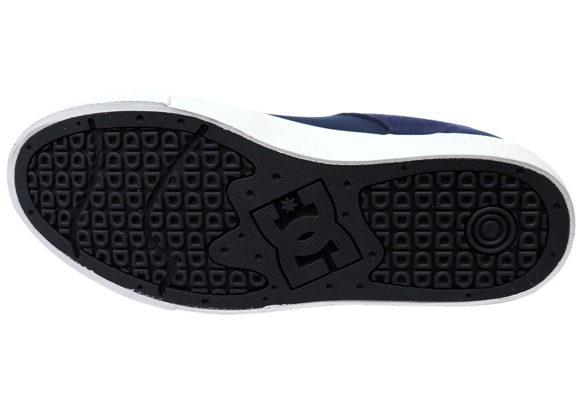DC Shoes Mens Comfortable Teknic Leather Lace Up Shoes Navy Blue