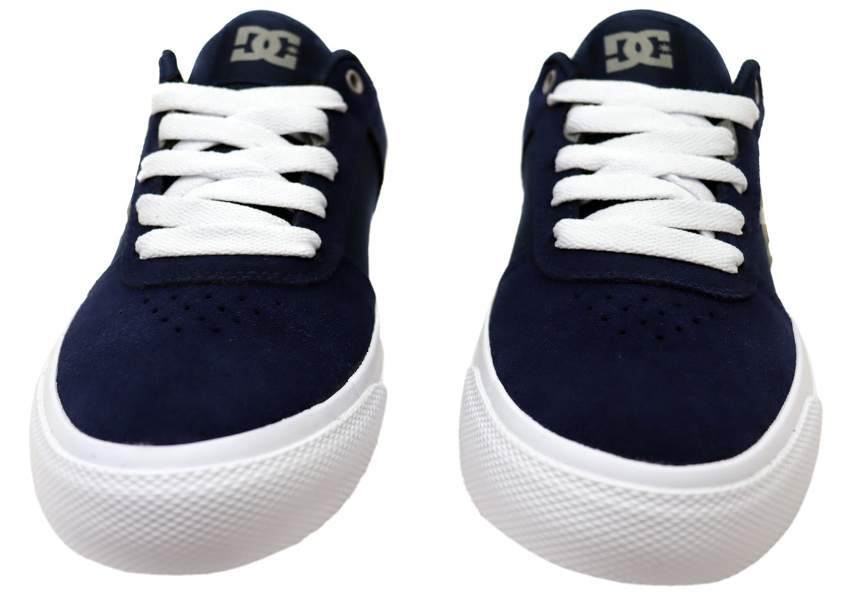 DC Shoes Mens Comfortable Teknic Leather Lace Up Shoes Navy Blue