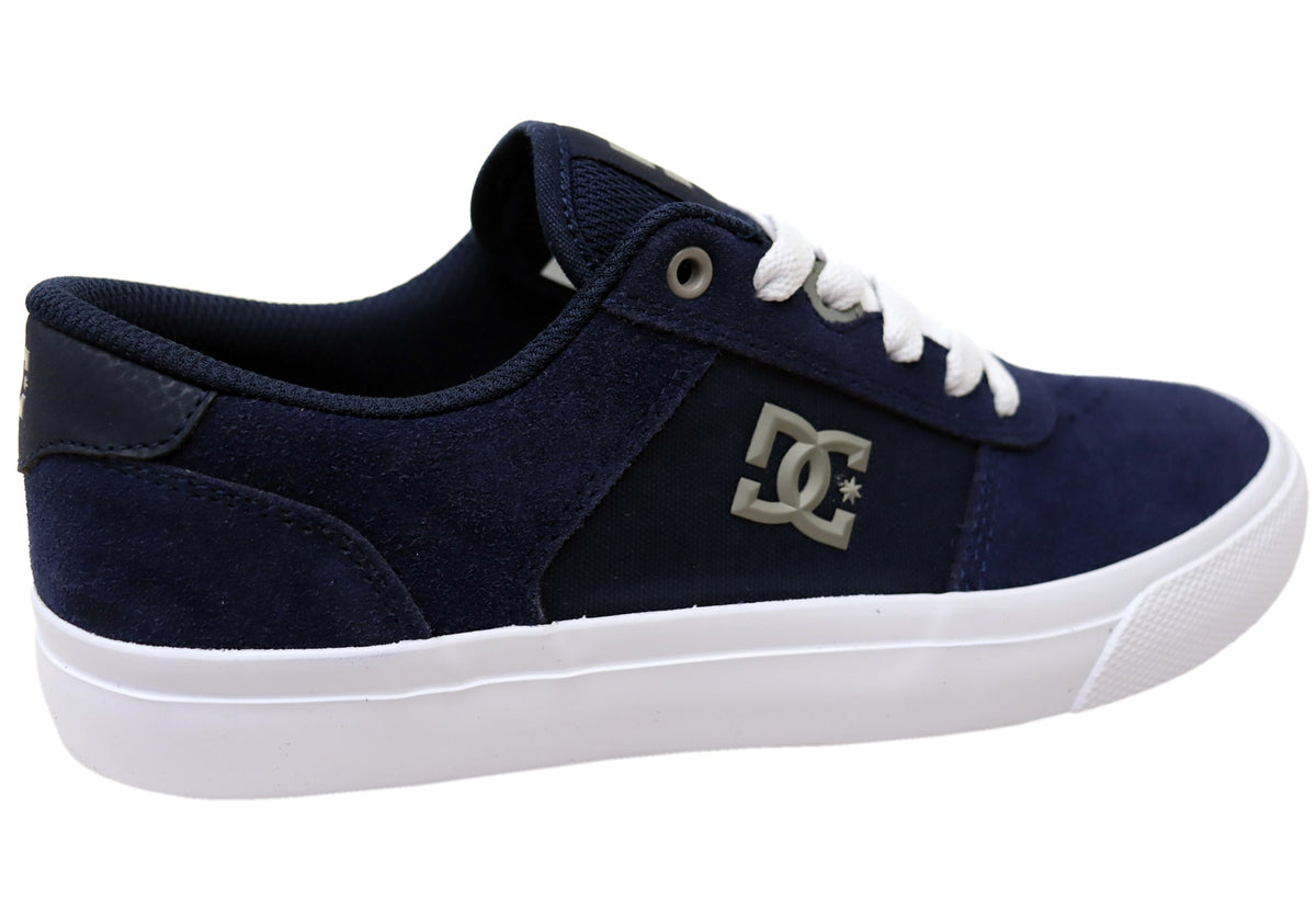 DC Shoes Mens Comfortable Teknic Leather Lace Up Shoes Navy Blue