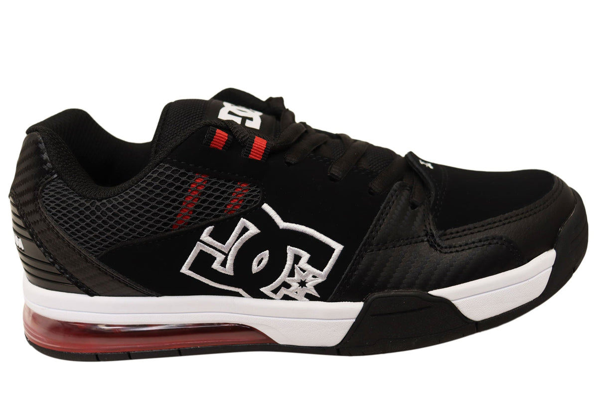 DC Shoes Mens Comfortable Leather Versatile Shoes Black White Red