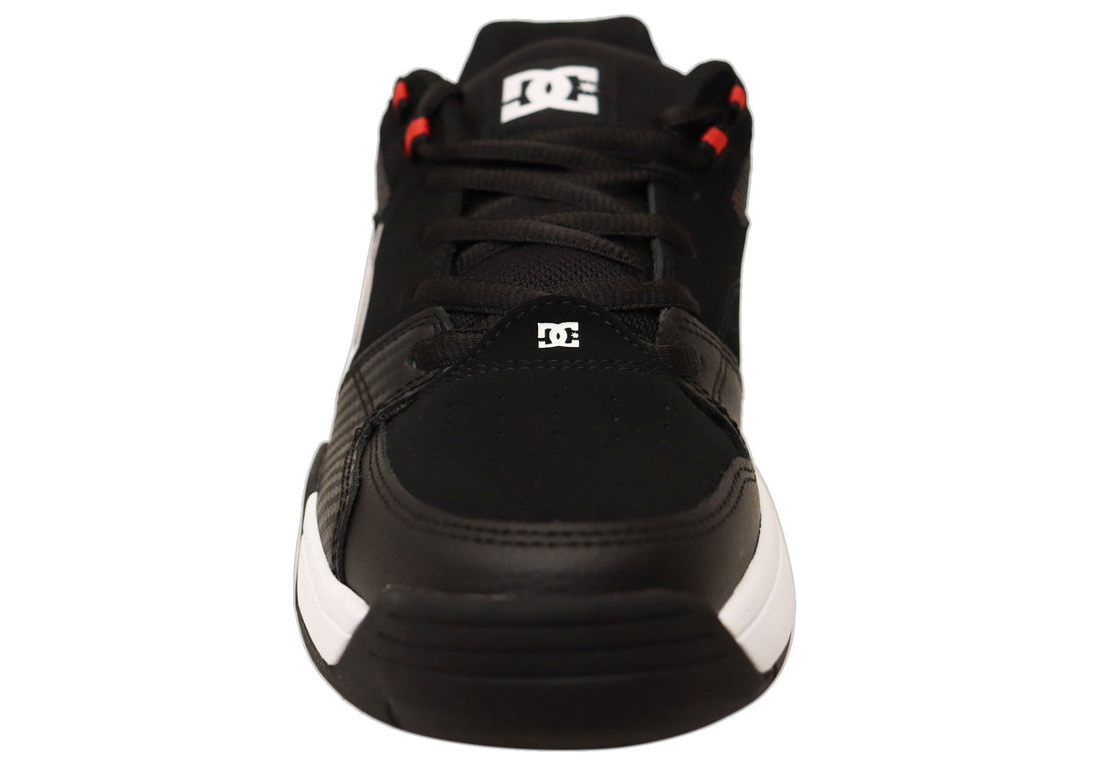 DC Shoes Mens Comfortable Leather Versatile Shoes Black White Red