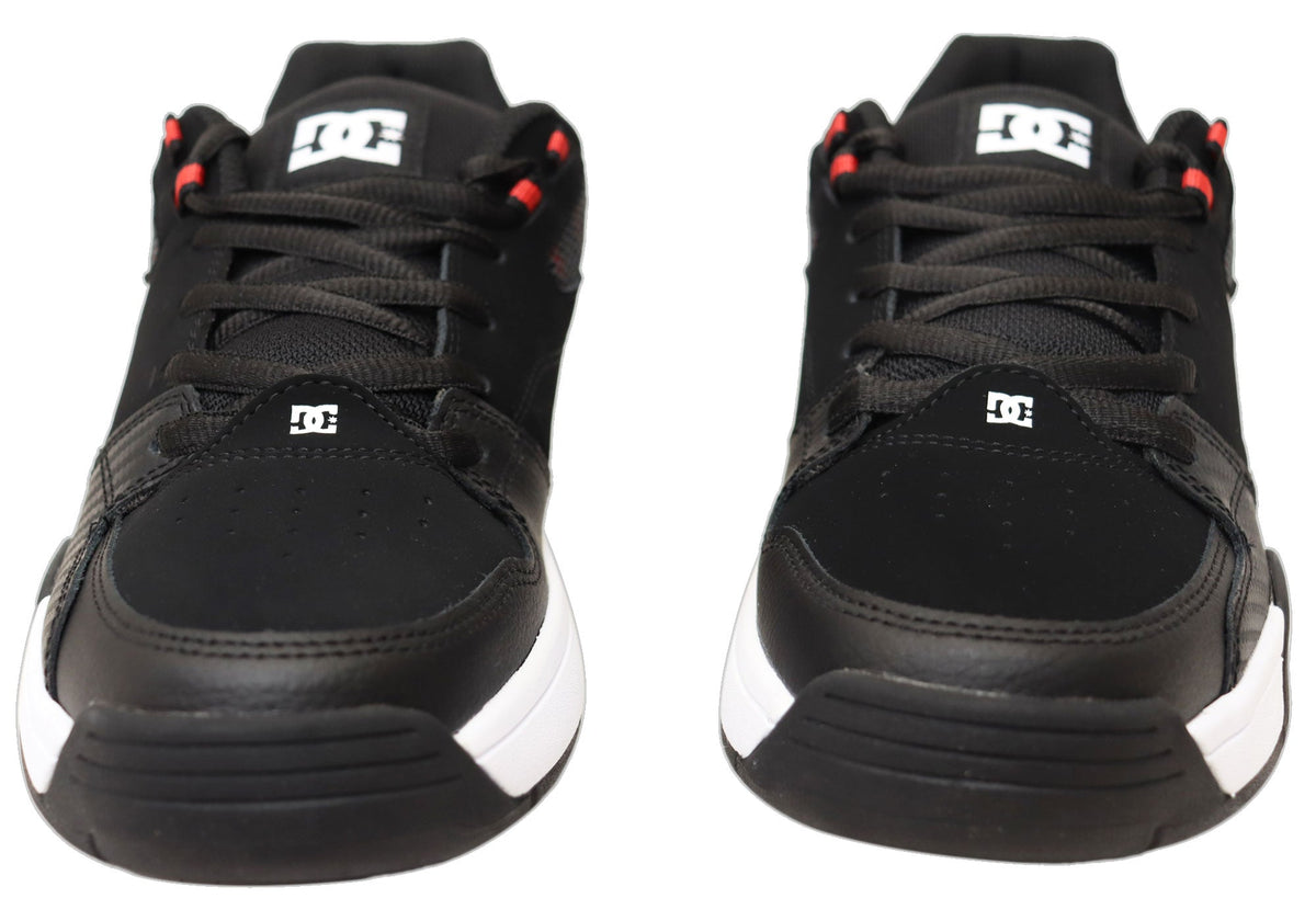 DC Shoes Mens Comfortable Leather Versatile Shoes Black White Red