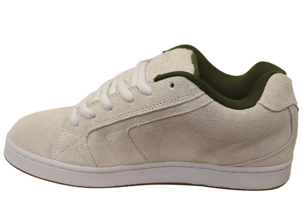 DC Shoes Mens Comfortable Leather Net SE Shoes Off White Green