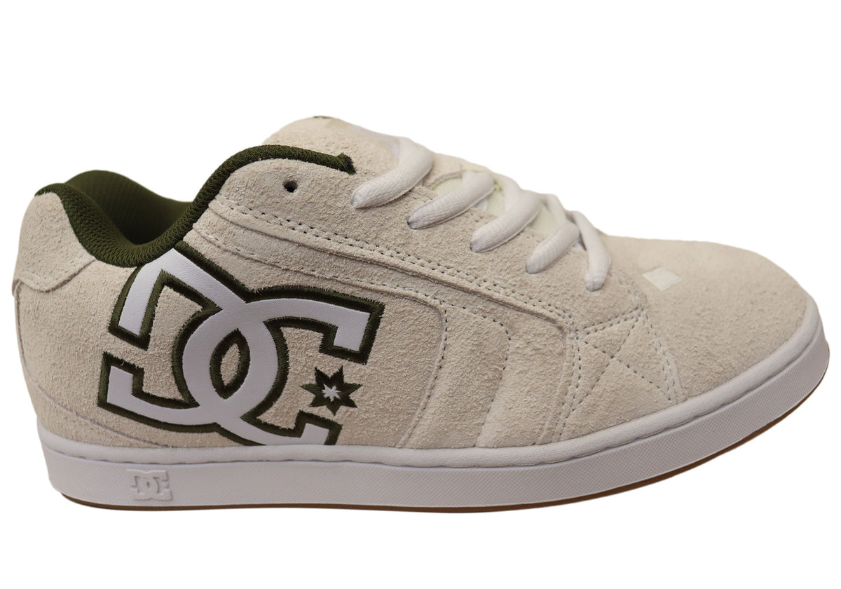 DC Shoes Mens Comfortable Leather Net SE Shoes Off White Green