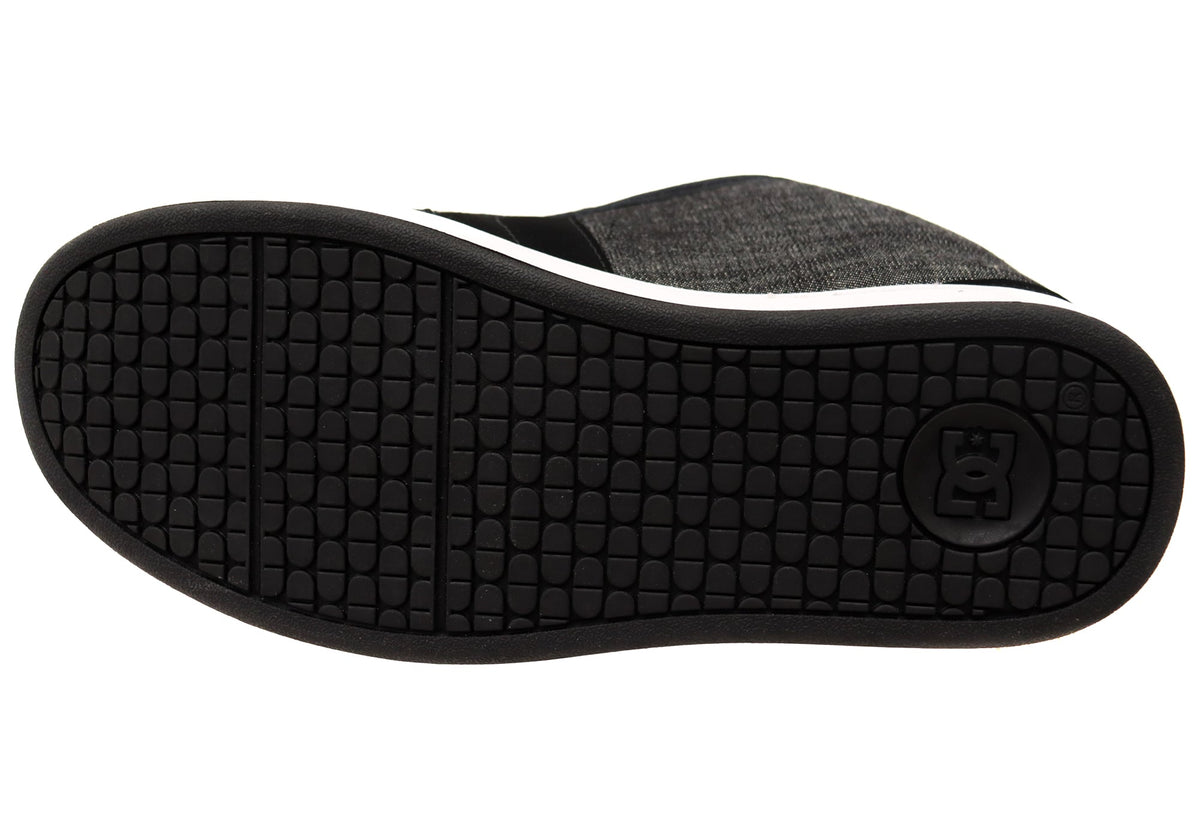 DC Shoes Mens Net Comfortable Leather Lace Up Shoes Black Grey Black