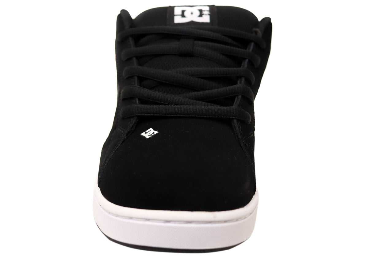DC Shoes Mens Net Comfortable Leather Lace Up Shoes Black Grey Black