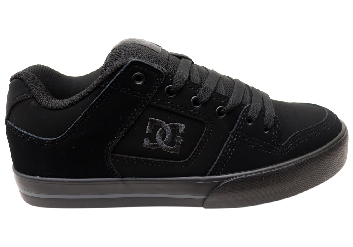 DC Shoes Mens Comfortable Leather Pure Lace Up Shoes Black Black Black