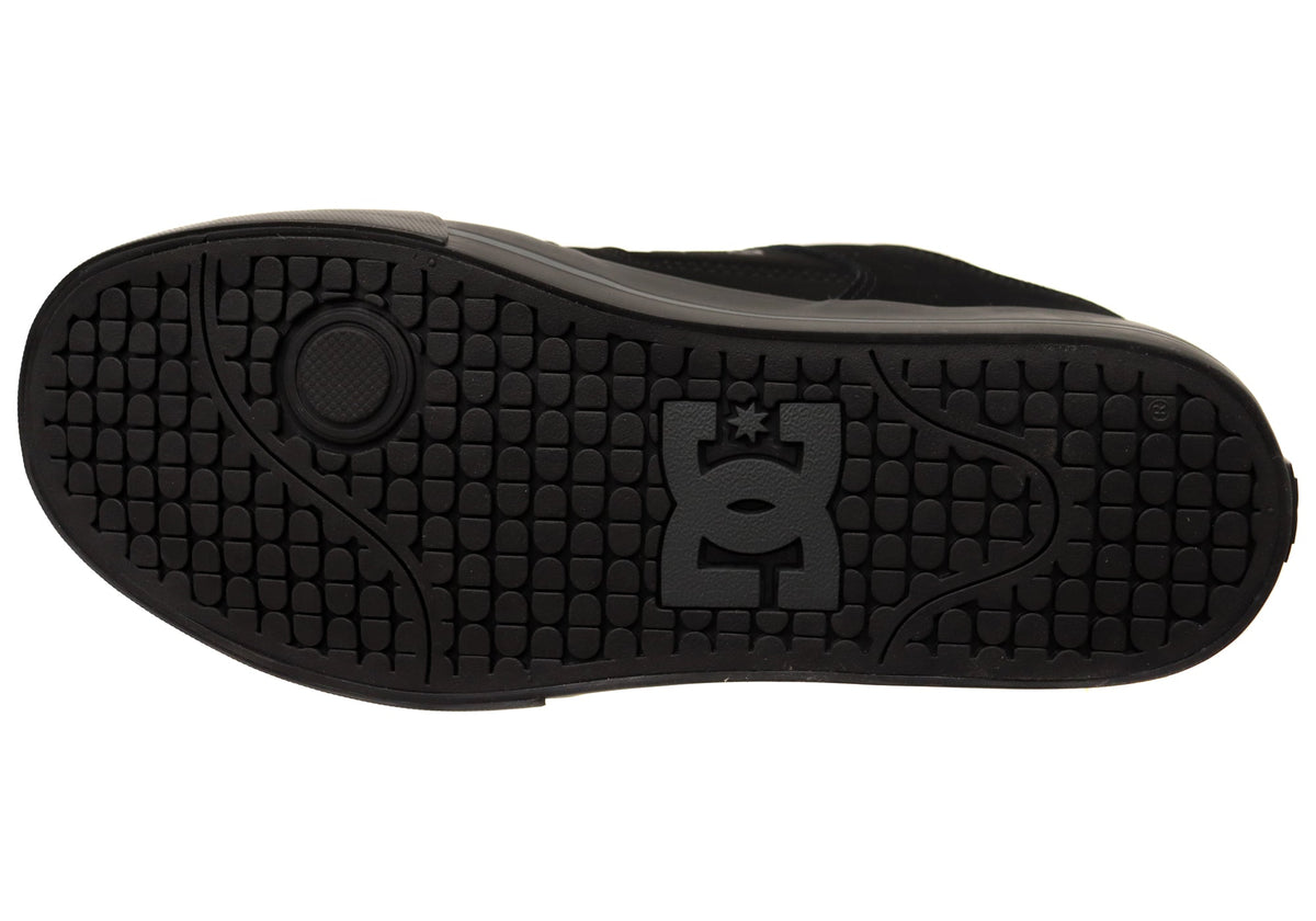 DC Shoes Mens Comfortable Leather Pure Lace Up Shoes Black Black Black