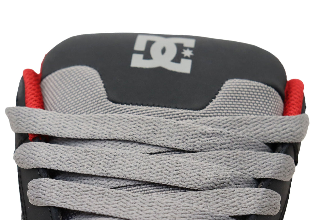 DC Shoes Mens DC Coiler Leather Lace Up Shoes Grey Black Red