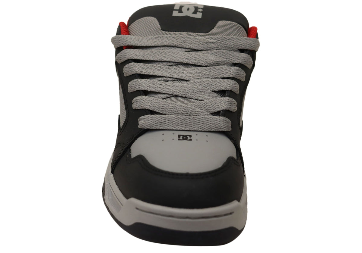 DC Shoes Mens DC Coiler Leather Lace Up Shoes Grey Black Red