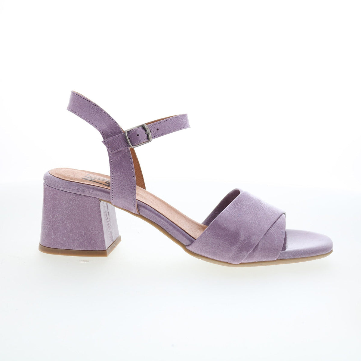 Miz Mooz Bela Womens Purple Leather Hook & Loop Heeled Sandals Shoes