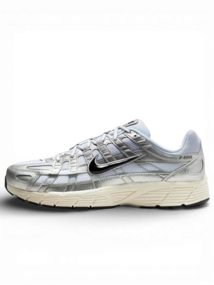 Nike P-6000 White Metallic Silver Flat Silver Black